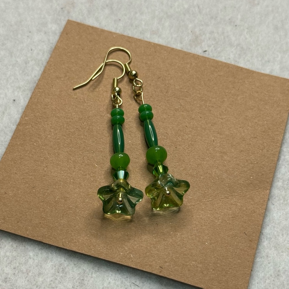 Elegant Green Floral Earrings